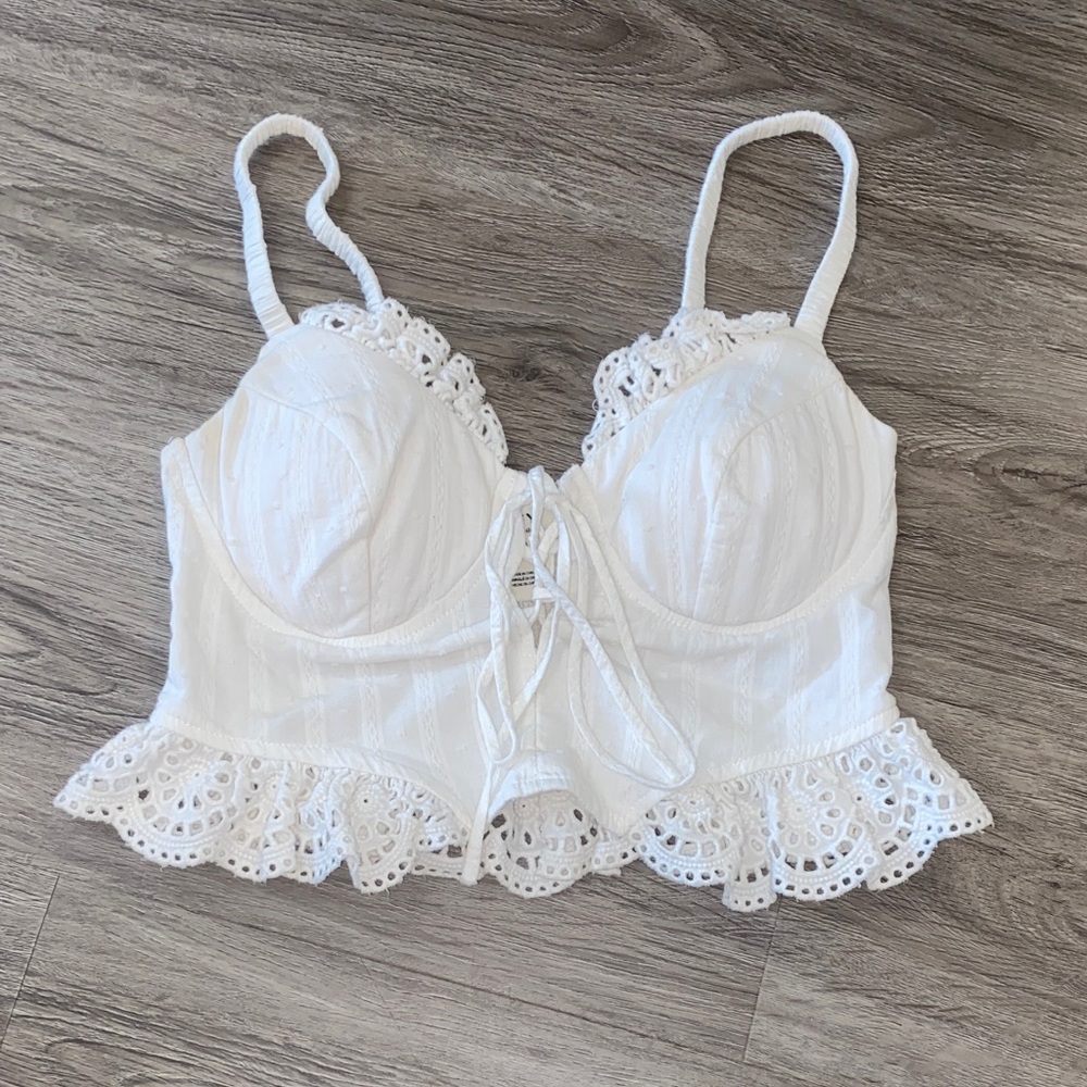Privy White Lace Crop Top